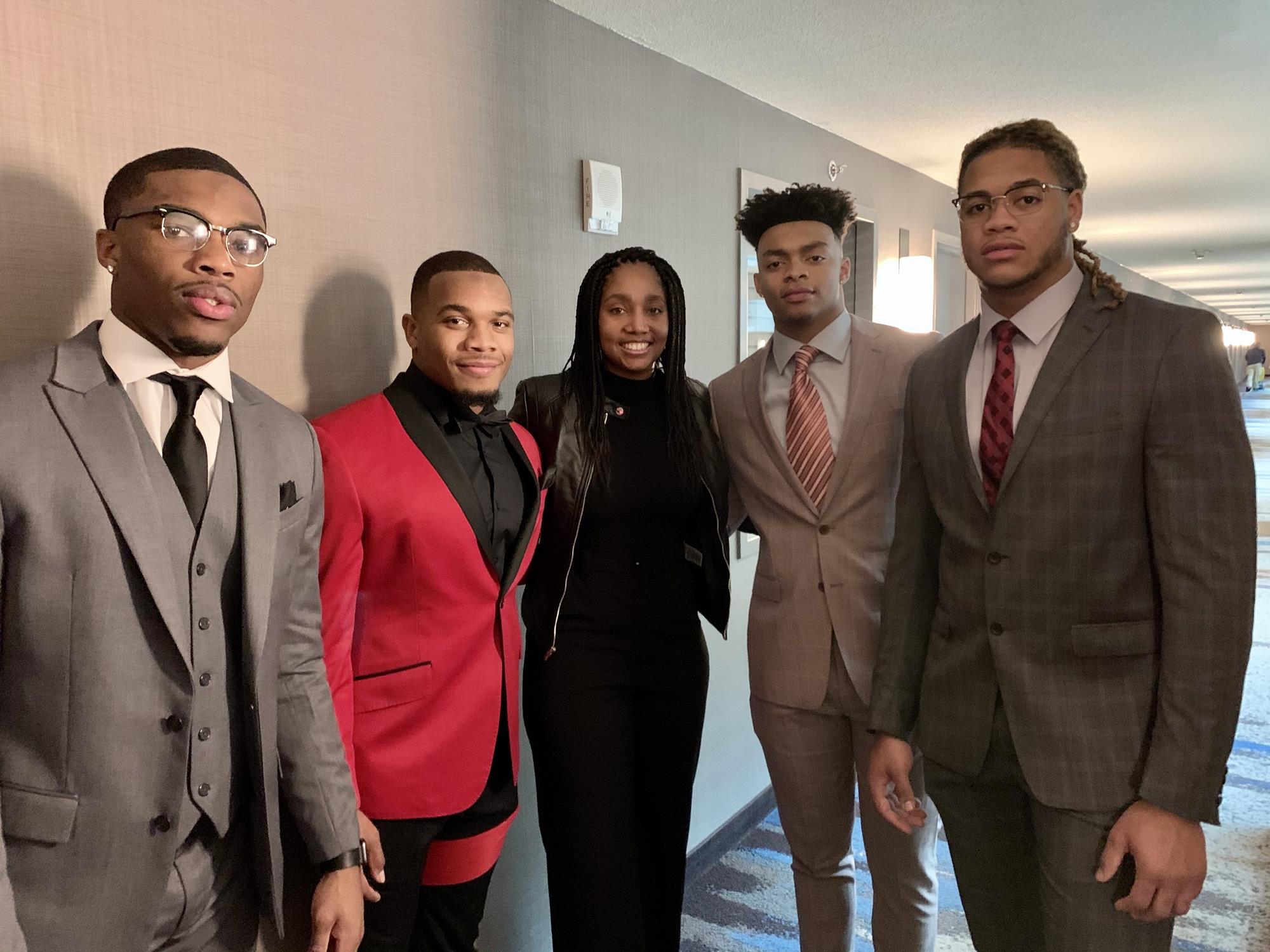 With Ohio State football student-athletes at the 2019 College Football Awards show.